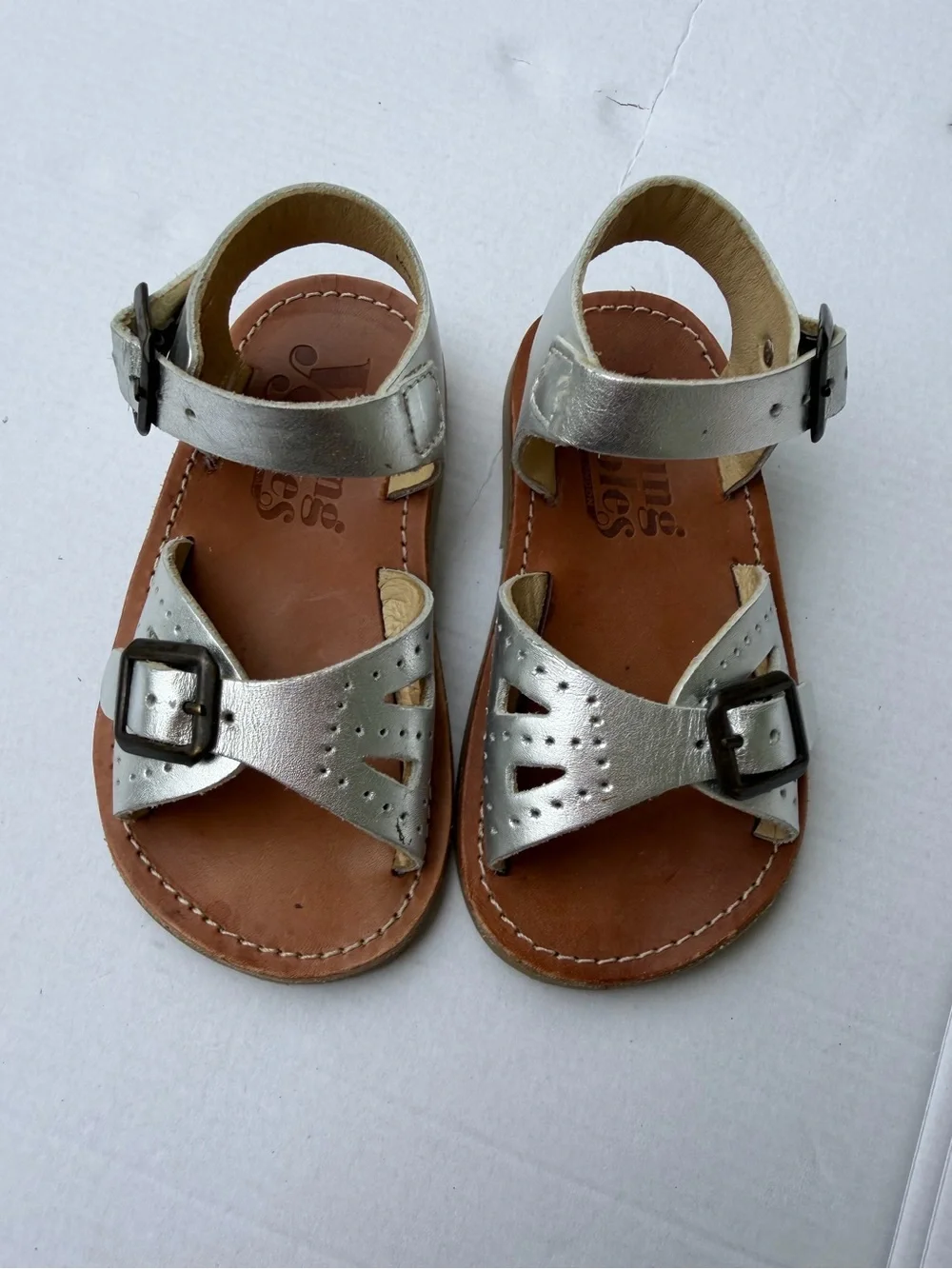 Young Soles Pearl Sandal Silver Leather Unisex Sandals | EU 23 US 7